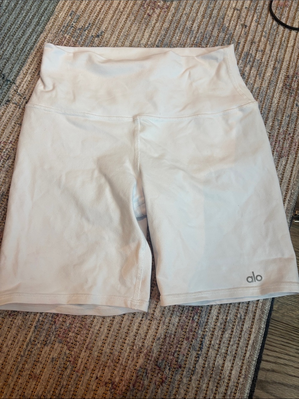 ALO Yoga White High-Waist Bike Shorts
